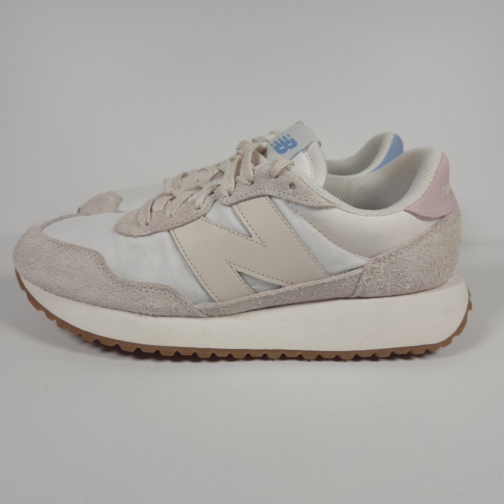 New Balance Mens MS237TA Sneakers Tennis Shoes Beige Pink Blue Size 7.5 EUC Rare